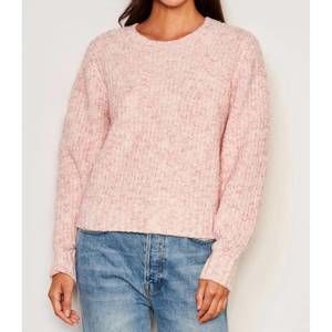 NEW SUNDRY rib transfer crewneck sweater in guava